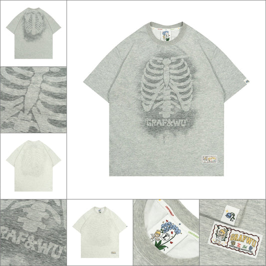 “Discover GRAF&WU’s new summer T - shirts! Unique CT bone pattern reveals when wet by sweat. Fashionable, magical design for hot days. Shop now at grafwu.com.”