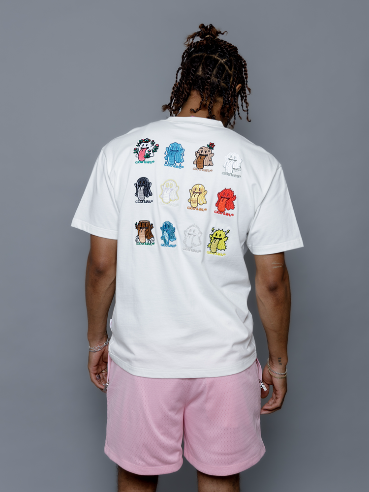 GRAF&WU T-Shirts 12 Natural Elements Cute Ghost Design T-Shirts Tai Chi Pattern Summer T-Shirt Embroidered Cotton Short Sleeve