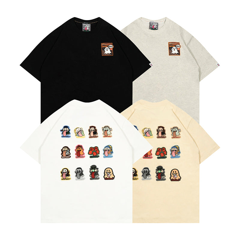 GRAF&WU T-shirts【World famous paintings】12 paintings of art Mona Lisa BooGhost embroidered short sleeves