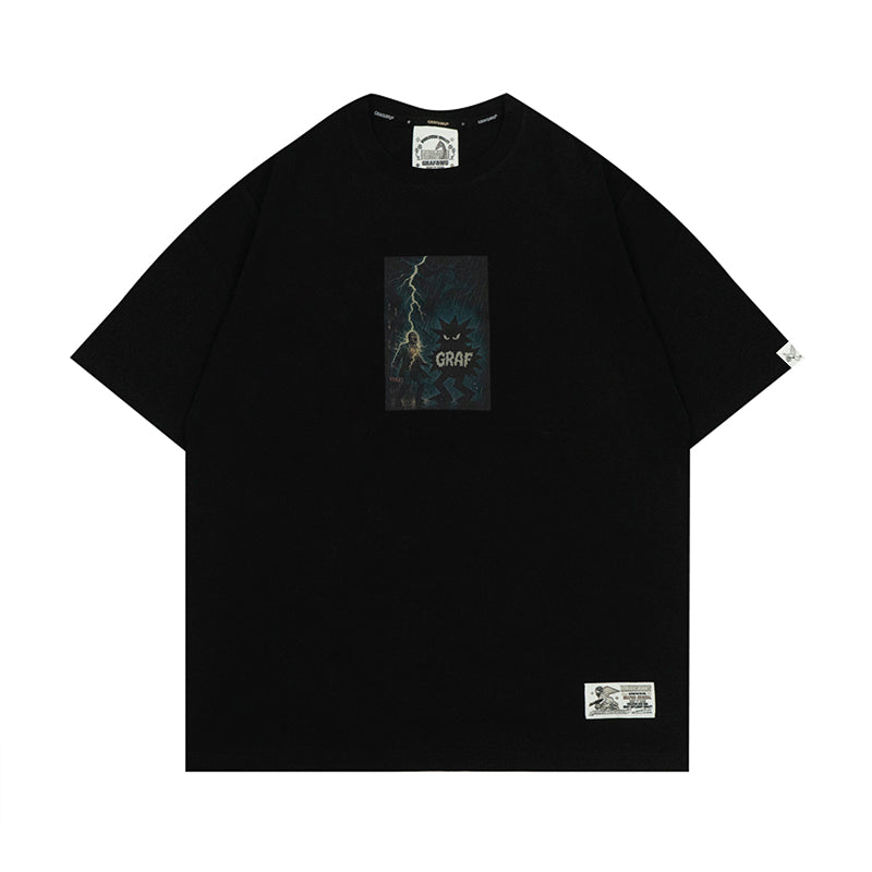 GRAFWU Shockieg Angry Silhouette Print T-Shirts