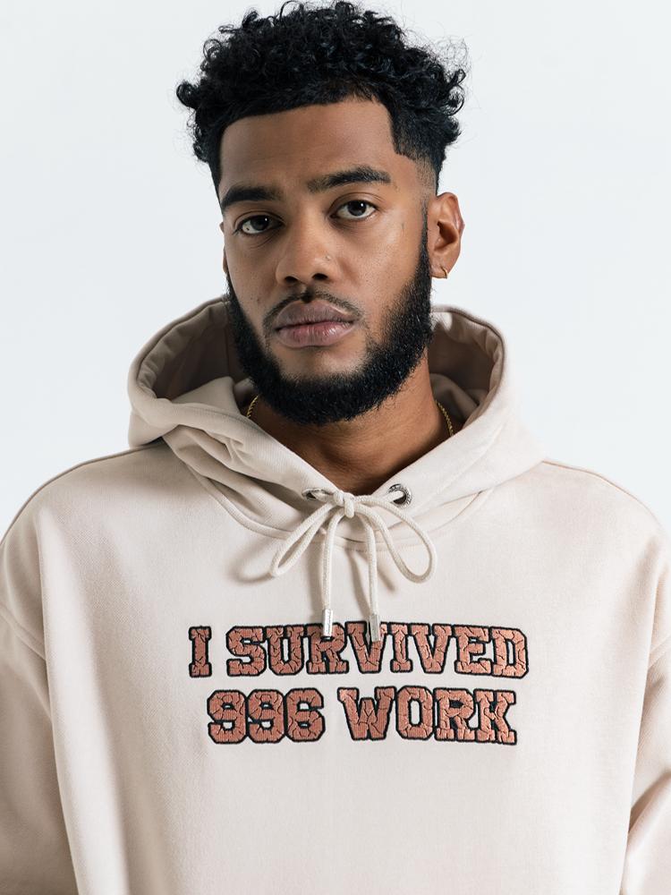 GRAF&WU Giraffe Stress Work Survivor Embroidery Hoodie