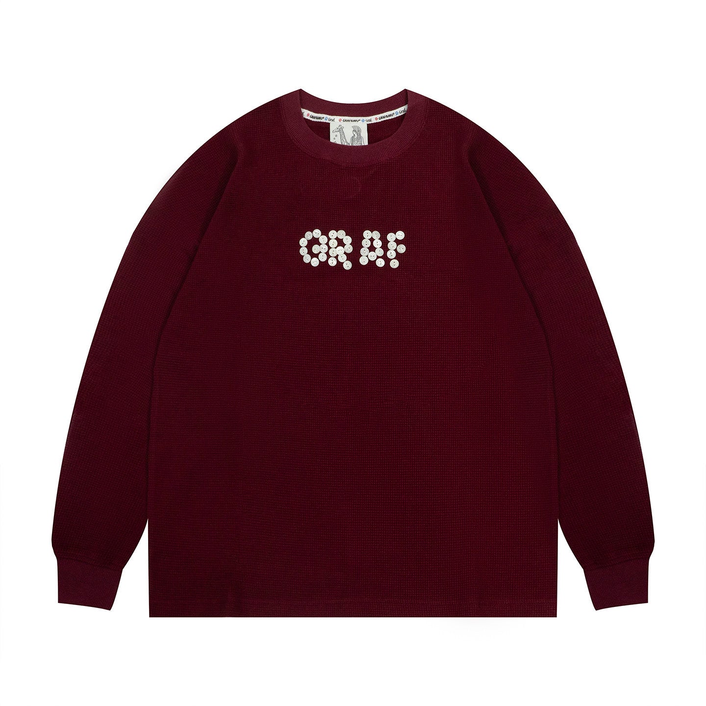 GRAF&WU Hand-stitched Button Letter Design Cotton Long Sleeve Shirt