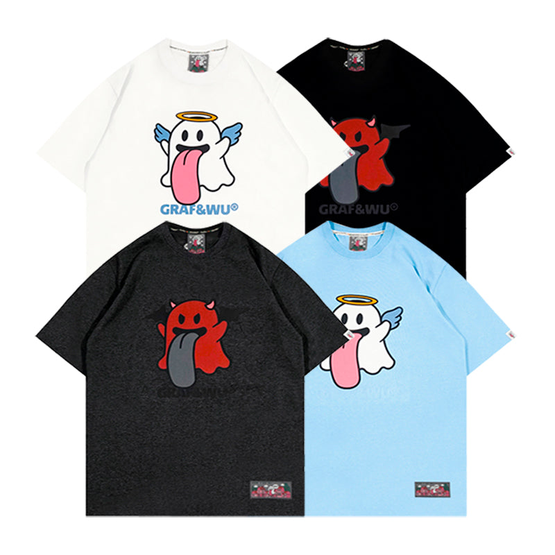 GRAF&WU BooGhost cute Ghost 2.0 Angel Demon street loose casual T-shirt short sleeve