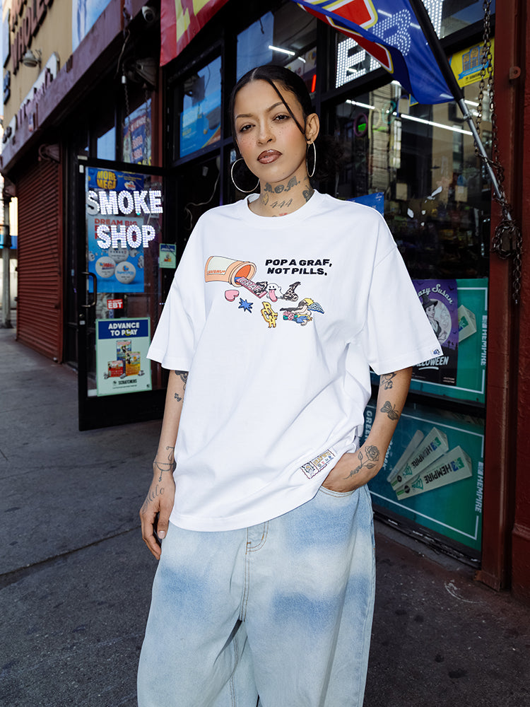 GRAFWU Less Medicine Healthy Embroidery T-Shirts