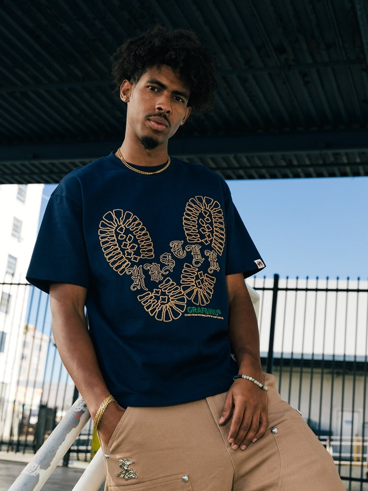 GRAF&WU T-Shirts【24vol.1】One Step At A Time Short Sleeves Hustle Shoe Print Street Short Sleeve Pure Cotton T-Shirt Casual Summer Tees