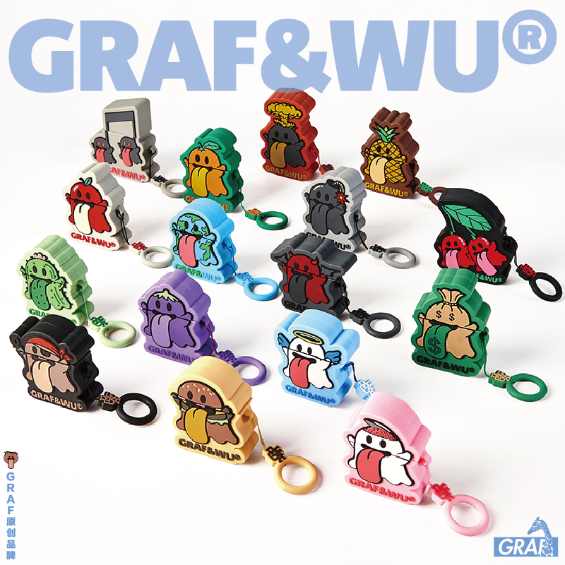 GRAF&WU AirPods Cover Cute Ghost 2.0 Earphone Cover Hamburger Volcano Angel Silicone AirPod Cover Fashion Earphone Cover