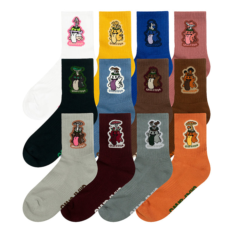 GRAF&WU Socks Magic Mushroom BooGhost Character Socks Cute Ghost 2.0 Socks Skateboard Sports Cotton Socks Men Women Fashion Socks