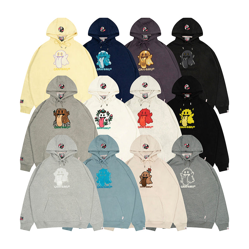 GRAF&WU Five Elements Origin Cute Ghost Embroidered Hoodie