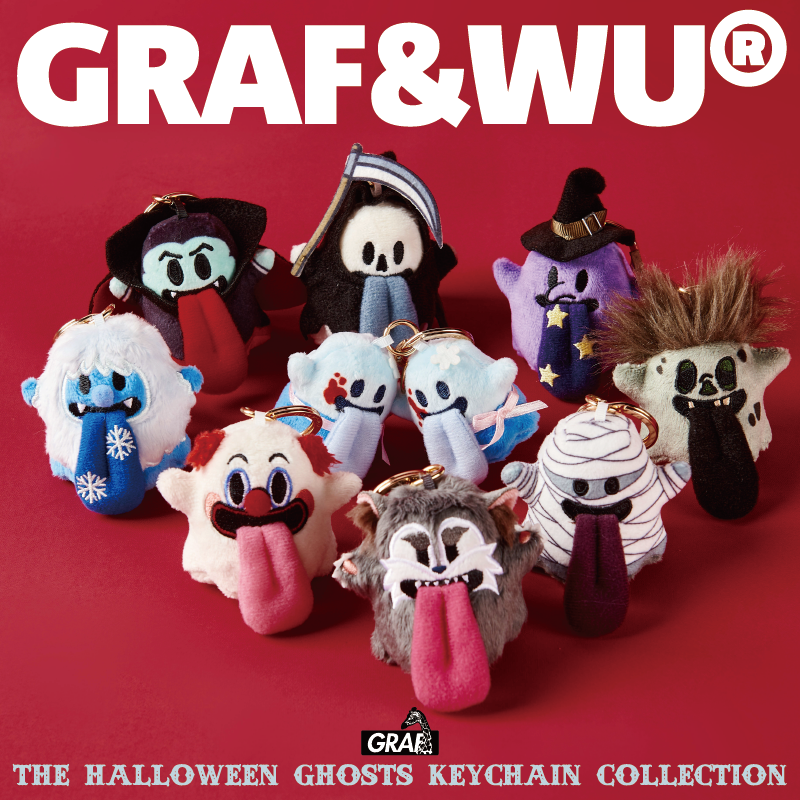 GRAFWU Halloween Keychains Mini Shining Snow Monster Zombie Witch Trendy Bag Charms for Men Women Teens