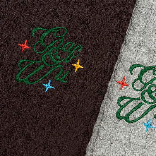 GRAF&WU Letter Embroidery Luxury Knit T-Shirt