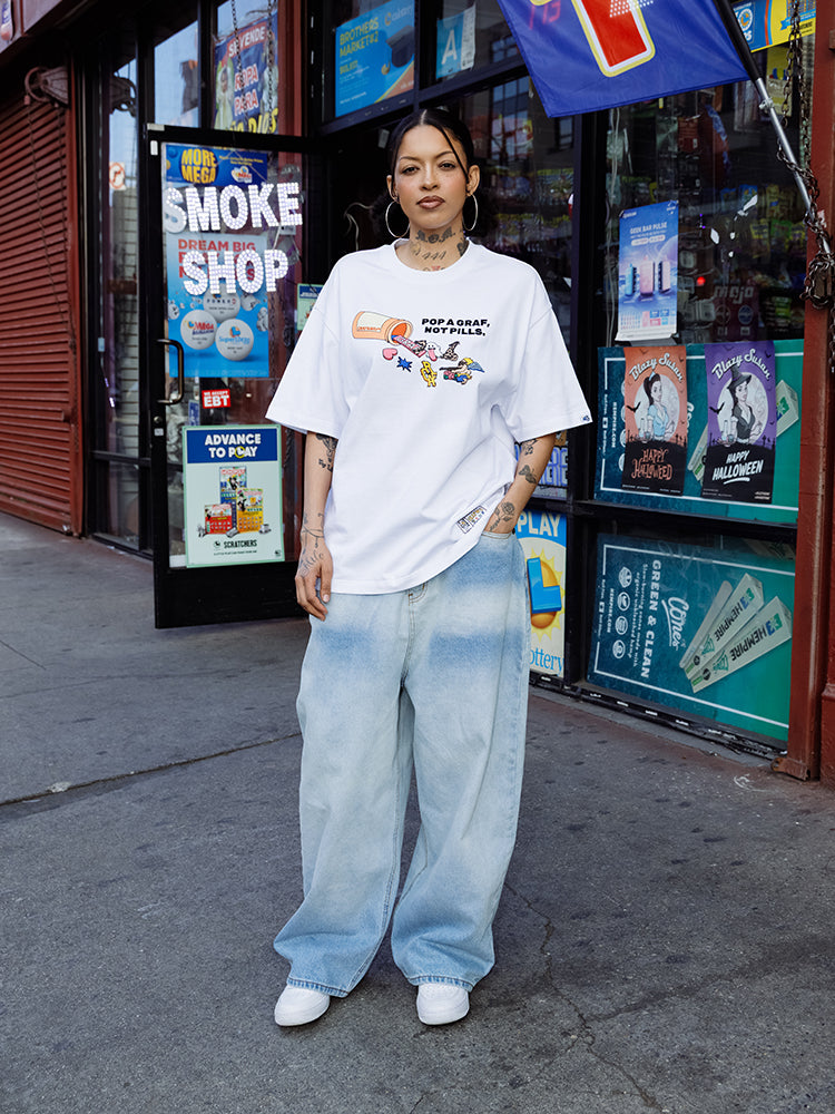 GRAFWU Less Medicine Healthy Embroidery T-Shirts