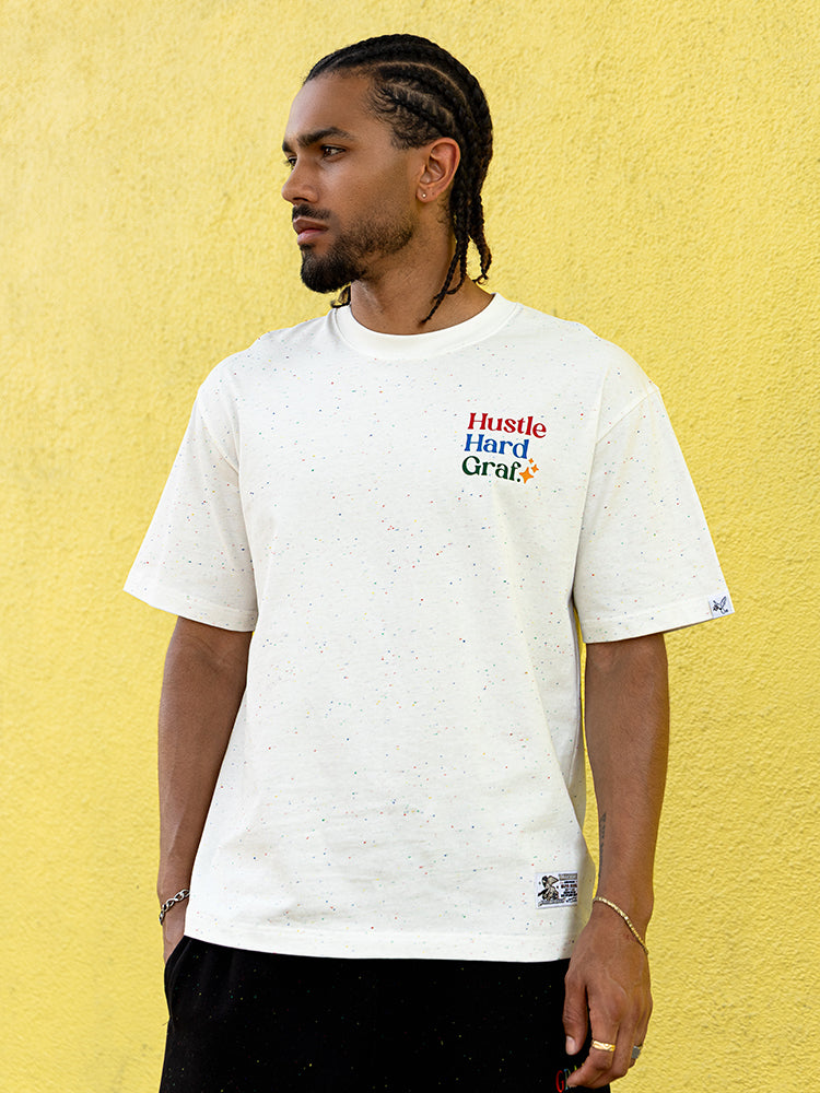 GRAFWU Colorful Dots Hustle Hard T-shirts