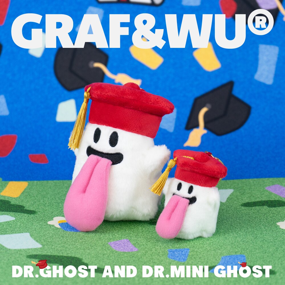 GRAF&WU Graduate Cute Ghost Doll Bag Charm Collectible Graduation Gift