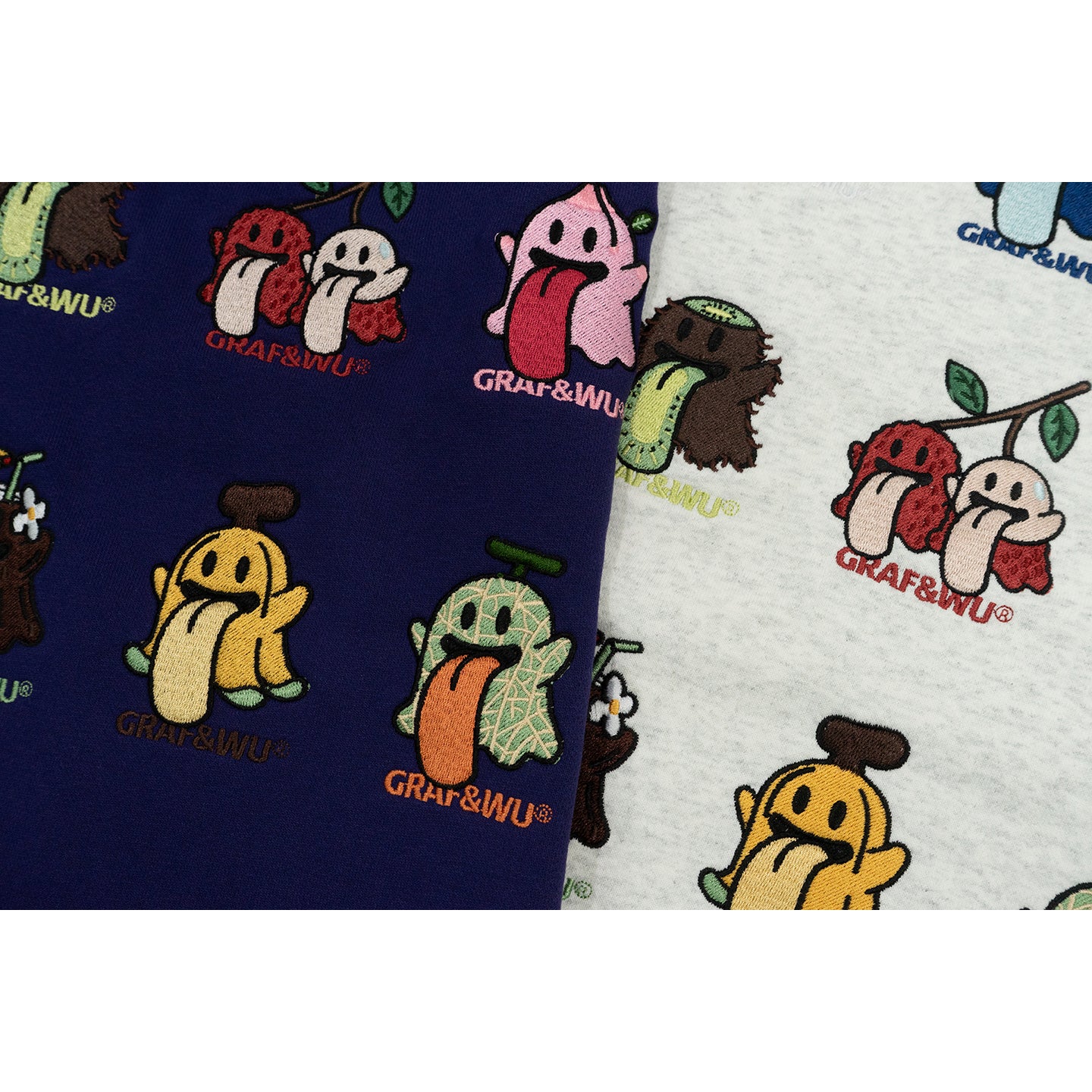 GRAF&WU Fruit Party 12 Embroidery Cute Ghost Hoodie