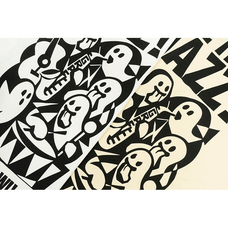 GRAF&WU T-Shirt 【Stamp Style】 Jazz! Cute Ghost T-Shirts Abstract Ghost Jazz Band Short Sleeve