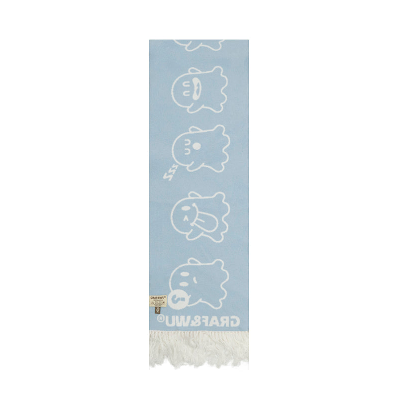 GRAF&WU Cute Ghost Doberman Letter Tassel Scarf
