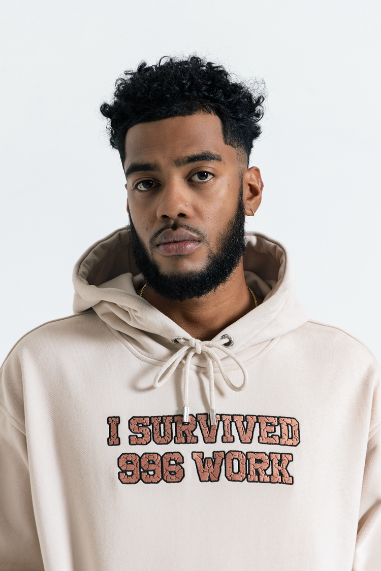 GRAF&WU Giraffe Stress Work Survivor Embroidery Hoodie