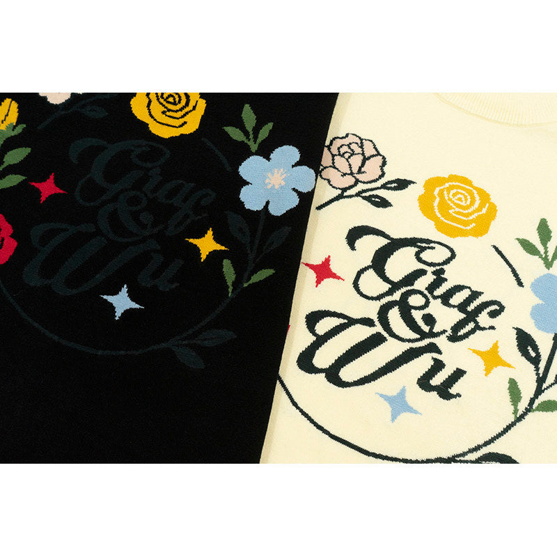 GRAF&WU Floral Wreath Art Pattern Luxury Knit Streetwear Tee