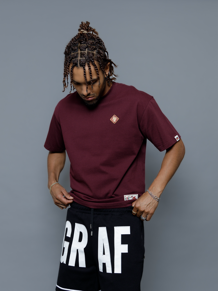GRAF&WU T-Shirts Square Colorful Graf Letter Embroidery Small Logo Short Sleeves Classic Casual Short Sleeve Street Loose T-Shirt