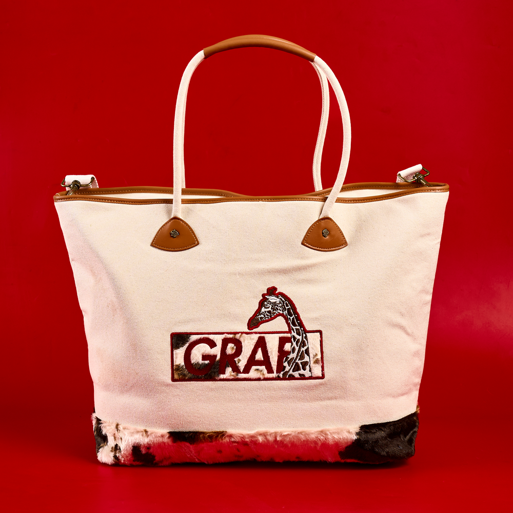 GRAF&WU Western Pony Hair Patchwork Oversized Canvas Tote Bag | Vintage Aesthetic