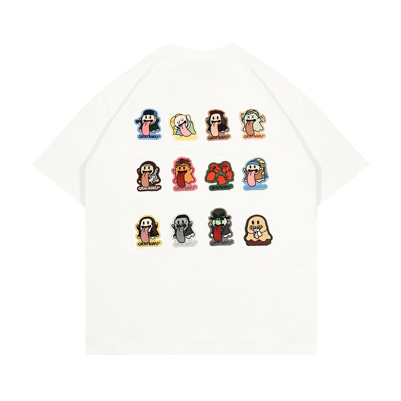 GRAF&WU T-shirts【World famous paintings】12 paintings of art Mona Lisa BooGhost embroidered short sleeves