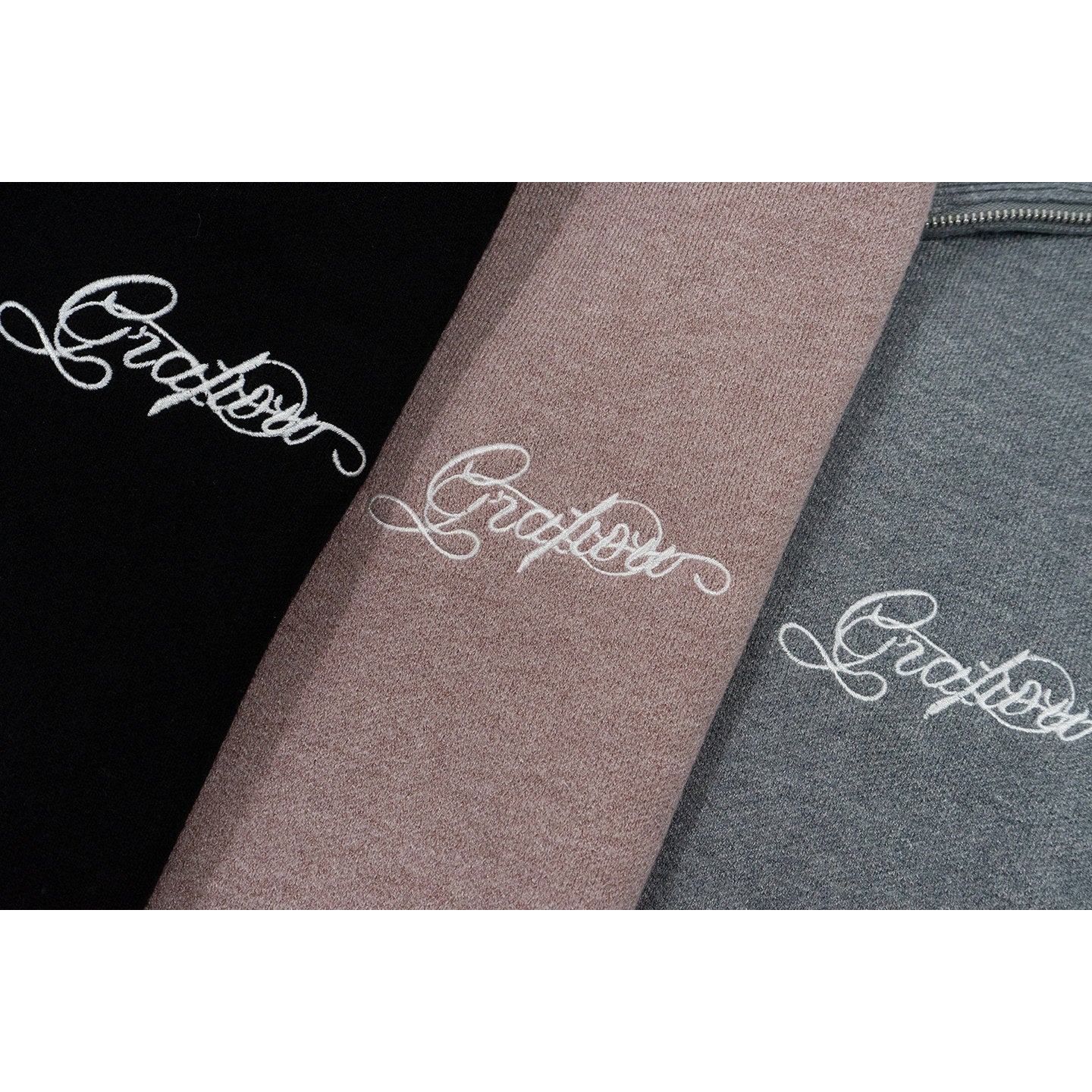 GRAF&WU Letter Embroidery Half-Zip Polo Collar Sweater