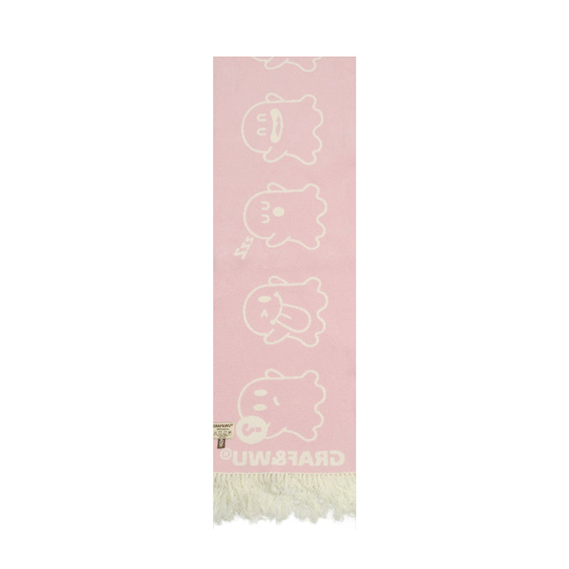 GRAF&WU Cute Ghost Doberman Letter Tassel Scarf