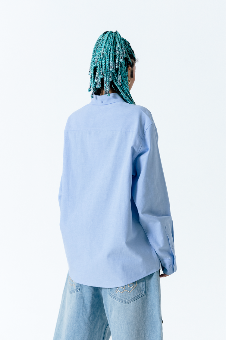 GRAFWU Brand Gradient Letter Embroidery Oxford Shirt
