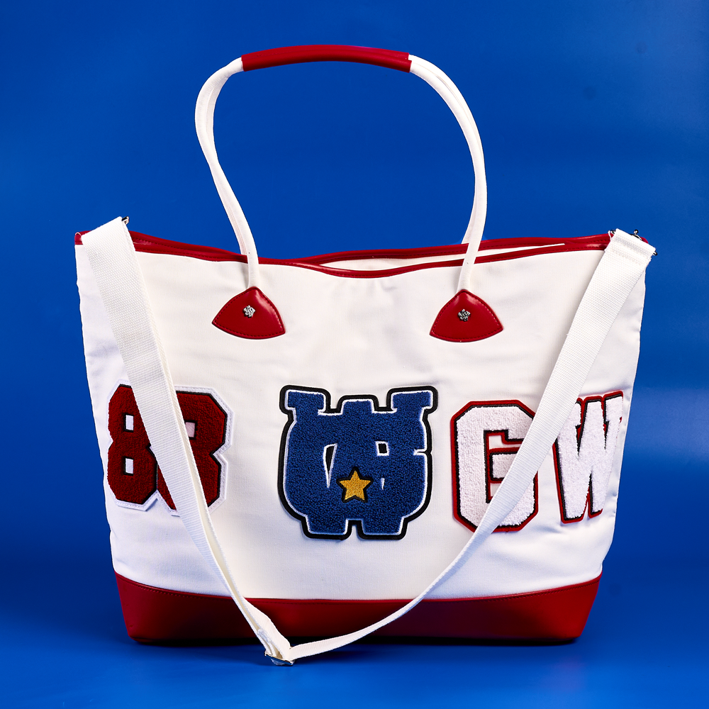 GRAF&WU University Themed Badge Oversized Canvas Tote Bag | College Aesthetic Tote