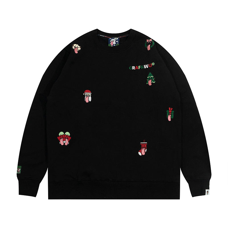 GRAF&WU Christmas Naughty Cute Ghost Character Crewneck Sweatshirt