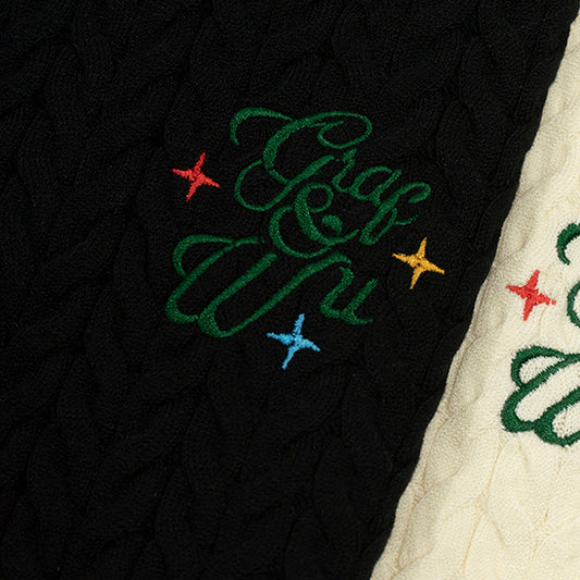 GRAF&WU Letter Embroidery Luxury Knit T-Shirt