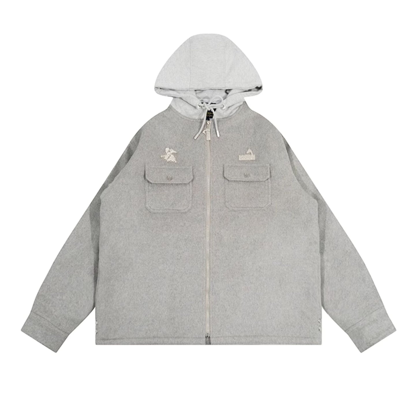 GRAF&WU Solid Wool Hooded Thickened Jacket