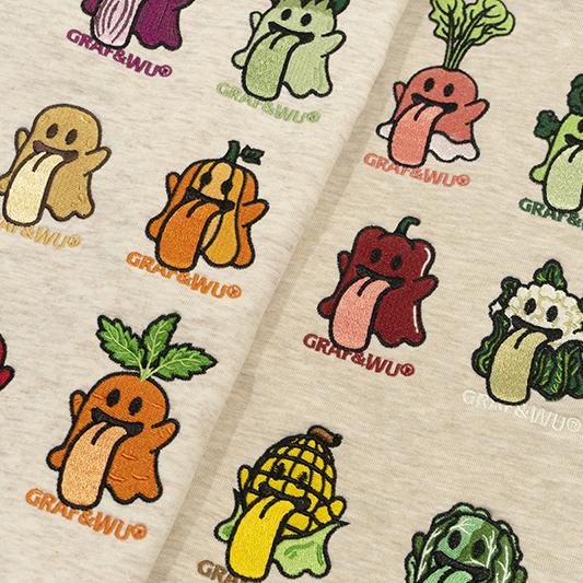 GRAF&WU Original 12 Cute Vegetable Ghost Embroidered Hoodies