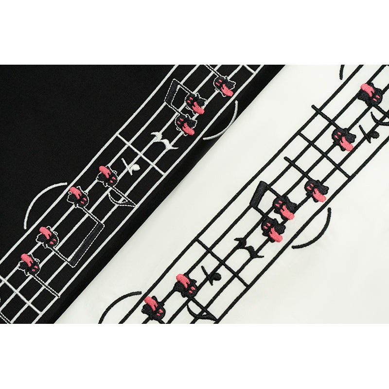 GRAF&WU Music Note Cute Ghost Embroidery Sports Shorts