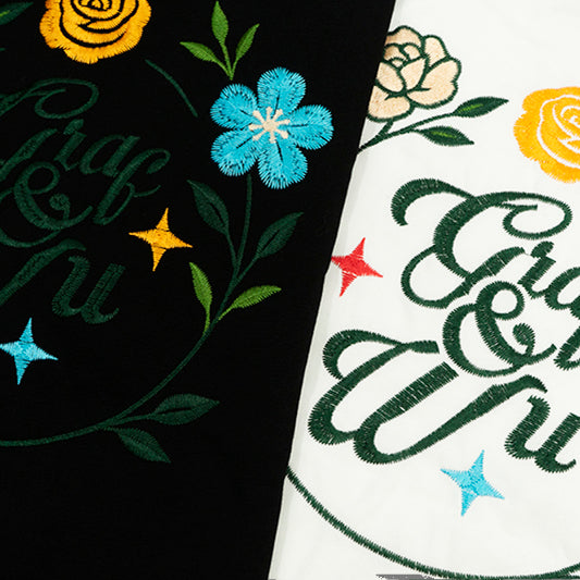 GRAFWU Handmade Embroidered Floral T-Shirt