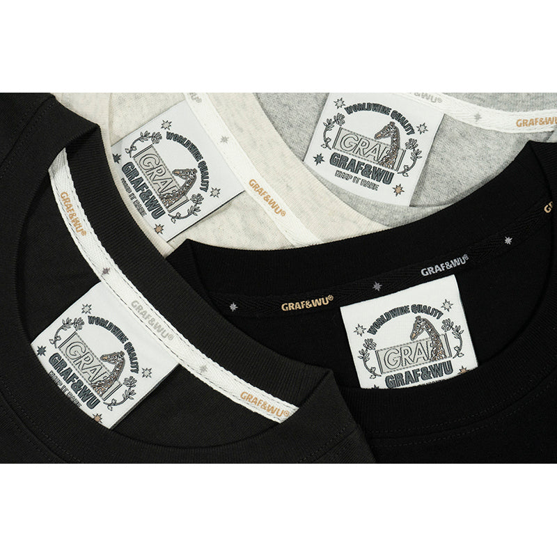 GRAF&WU 【Workwear Ghost】T-Shirts G Letter Cute Ghost Short Sleeve Wear-Resistant Pocket T-Shirt Cotton Loose Short Sleeves