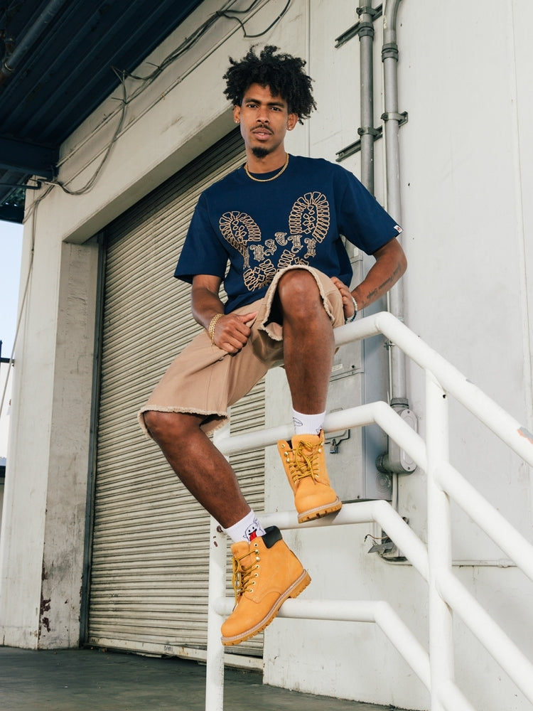 GRAF&WU T-Shirts【24vol.1】One Step At A Time Short Sleeves Hustle Shoe Print Street Short Sleeve Pure Cotton T-Shirt Casual Summer Tees