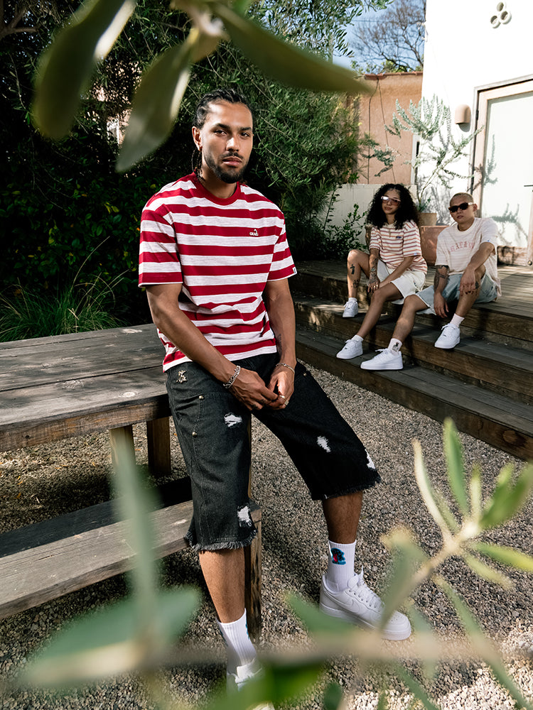 GRAF&WU Summer Striped Giraffe Logo T-shirt