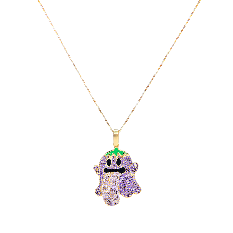 GRAF&WU Necklaces Booghost Trend Pendants Cute Ghost 2.0 Angel Demon Necklace Rhinestone Hand-Inlaid Jewelry Gold-Plated Accessories