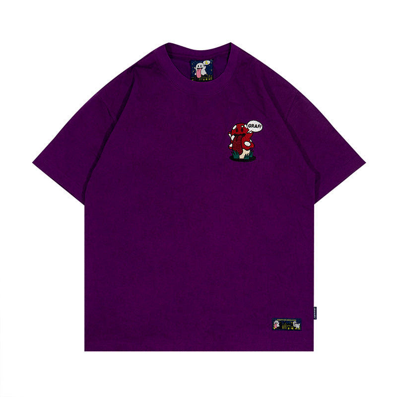 GRAF&WU T-Shirts Cute Nature Shroom Pattern Short Sleeve Fashionable 12 Mushroom Boo Ghost Design T-Shirts