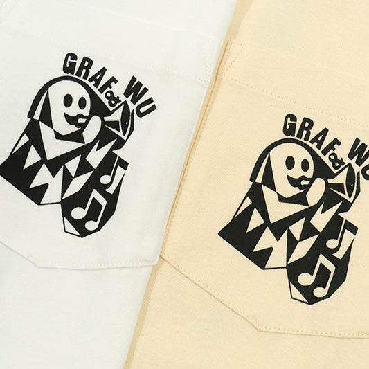 GRAF&WU T-Shirt 【Stamp Style】 Jazz! Cute Ghost T-Shirts Abstract Ghost Jazz Band Short Sleeve