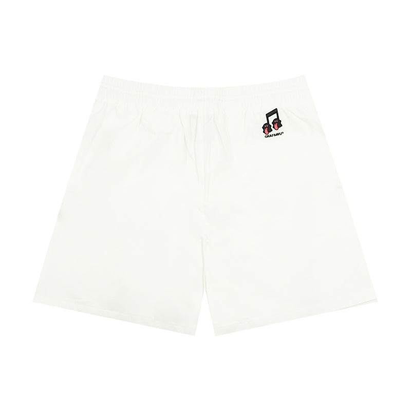 GRAF&WU Music Note Cute Ghost Embroidery Sports Shorts