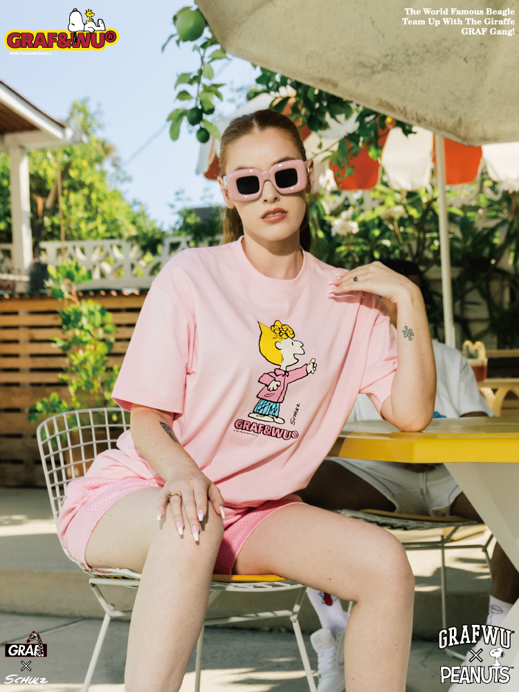 GRAF x PEANUTS Collab Charlie Brown Cartoon Print T-Shirt