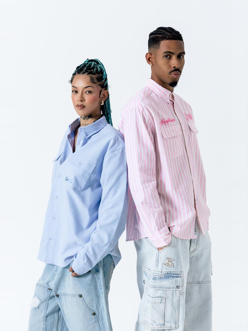 GRAF&WU Shirts Gradient Graf Brand Embroidery Oxford Shirt Comfortable Shirt Men Women Street Pure Daily Polo Shirt