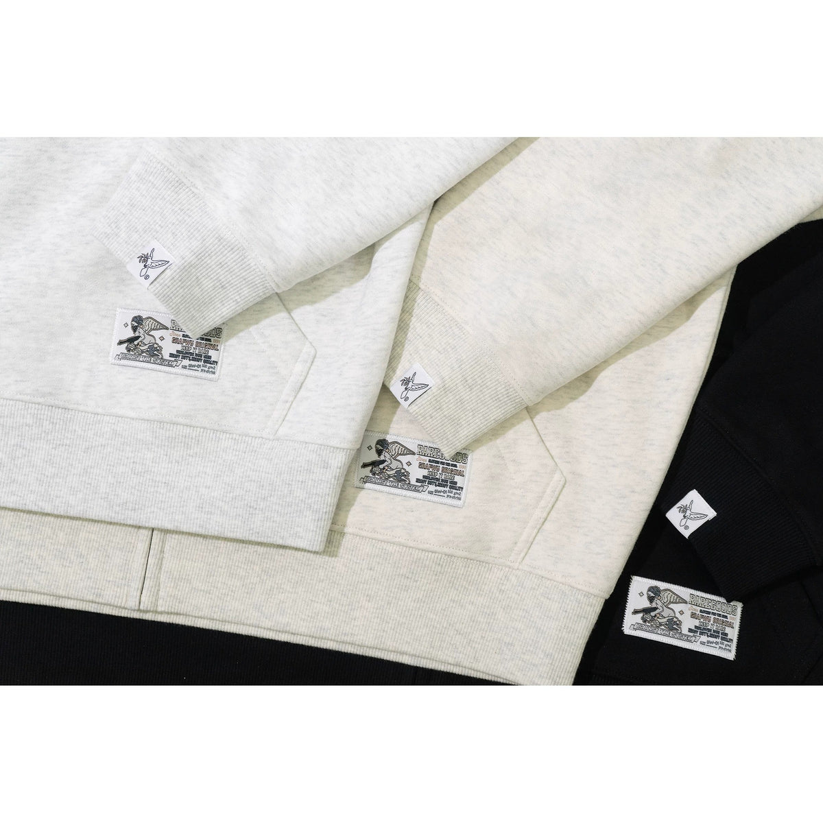GRAF&WU Loose-Fit Embroidered Fleece Zip-Up Hoodie