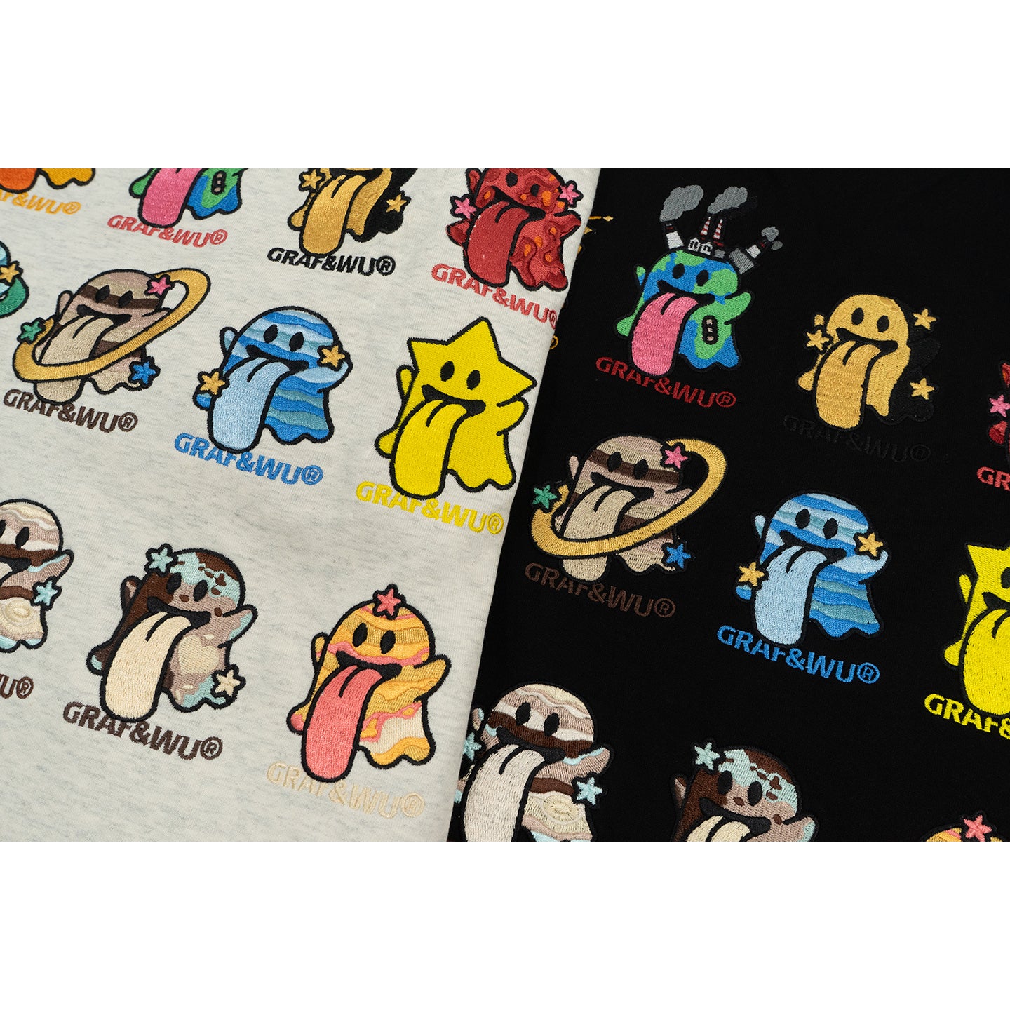 GRAF&WU Solar System 12 Planets Cute Ghost Long-sleeves Shirt