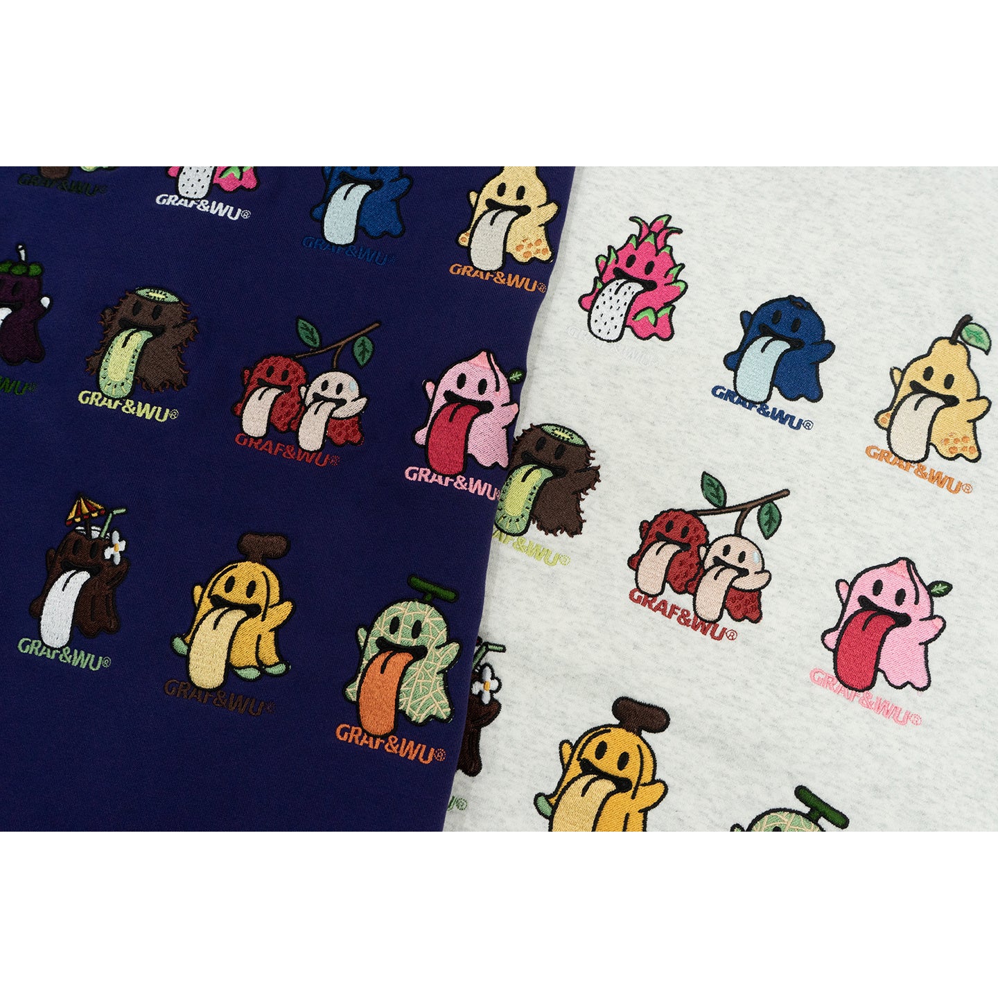 GRAF&WU Fruit Party 12 Embroidery Cute Ghost Hoodie