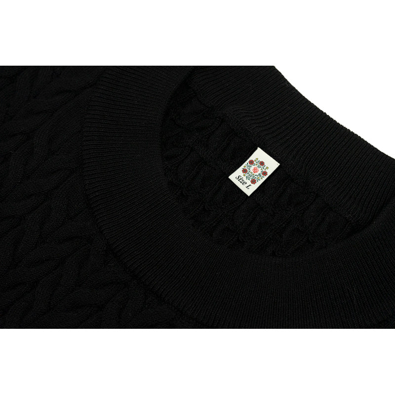 GRAF&WU Letter Embroidery Luxury Knit T-Shirt