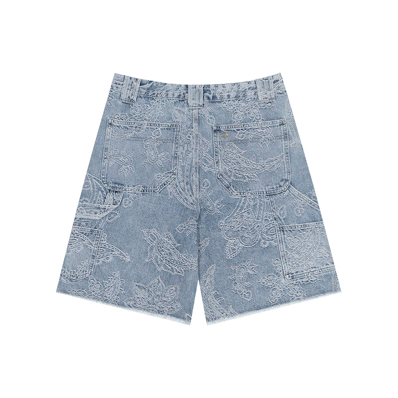 GRAFWU Jacquard Denim Embroidery Shorts