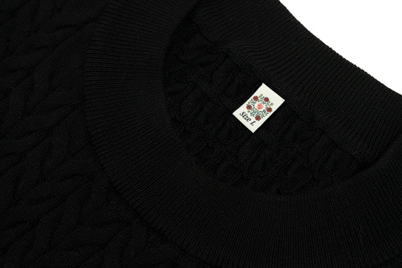 GRAF&WU Letter Embroidery Luxury Knit T-Shirt